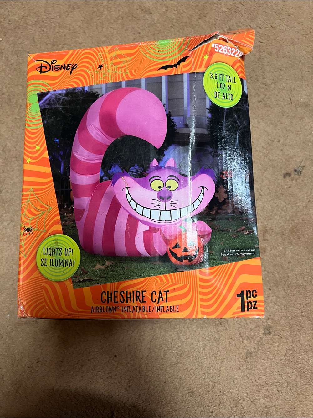 Disney Cheshire Cat 3.5ft Halloween Inflatable - Alice in Wonderland Light Up
